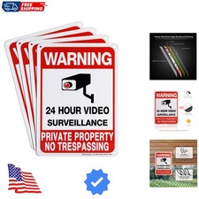 4-Pack Private Property No Trespassing Sign, Video Surveillance Signs Outdoor...