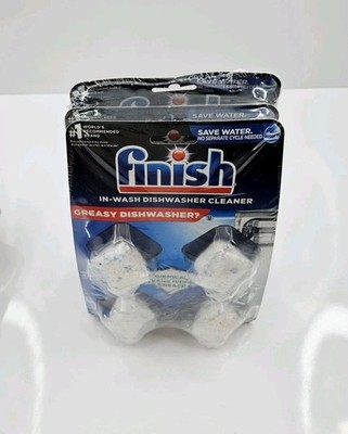 Finish In-Wash Dishwasher Cleaner Tabs, Cleans Hidden Grease, 3 Packs, 12 TOTAL