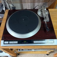 Denon DP-51F Direct Drive Turntable Record Player Tested Cover is cracked.