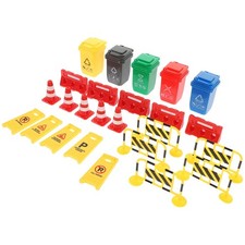 1Set Traffic Safety Simulation Toy for Boy Girl Cones Signs and Barriers