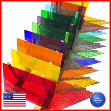 PALJOLLY 9 Pack Stained Glass Sheets 4 x 6 inch Cathedral Glass Assorted Colors