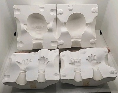 Rare Vtg Garrard's Ceramic Slip Mold Set #103 & #103A Gnome Head & Hands Elf 