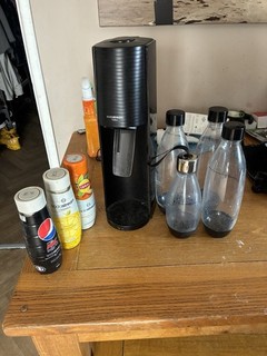 SodaStream Terra Black With Half Gas Bottle And Four Bottles