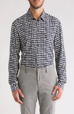 Hugo Boss Ermo Slim Fit Shirt Men's XXL NWT Long Sleeve Button Down Blue Black