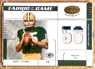 BART STARR 2003 Leaf Certified FOTG Game-Used 2 Color Patch 07/26 #FG-3 PACKERS