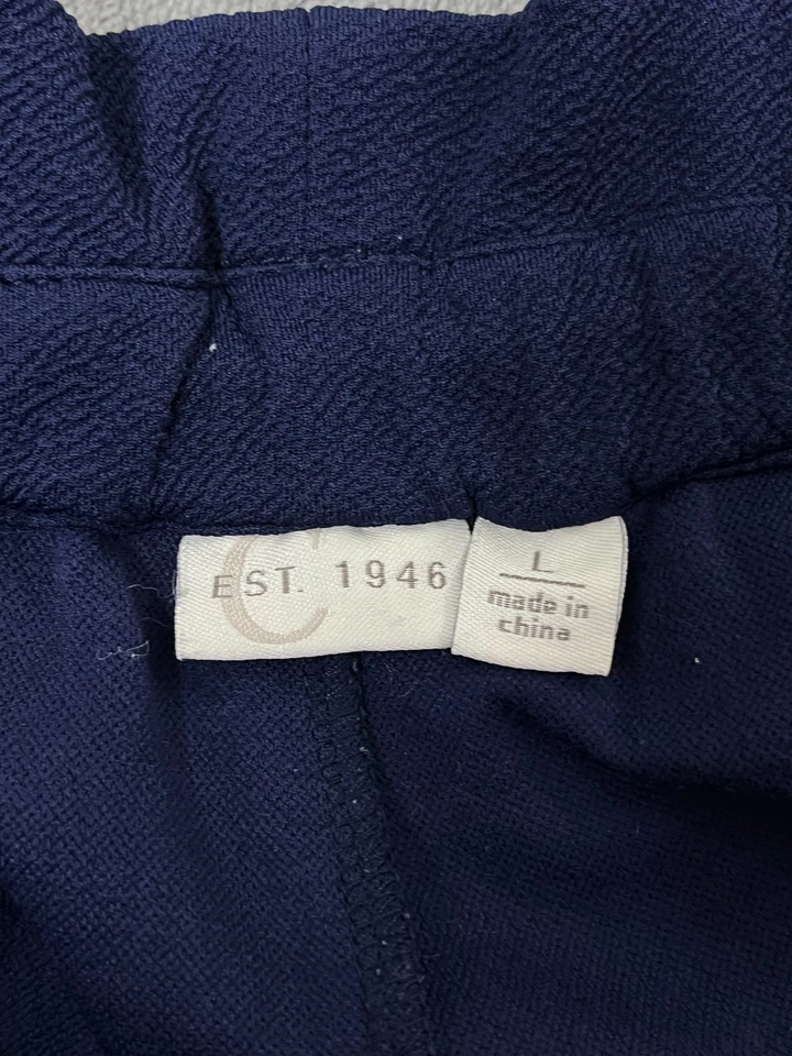 Pantalones Cato para mujer grandes azules elásticos con cordón cintura media cómodos pierna ancha Foto 3 de 4