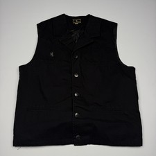 Wyoming Traders Vest Mens Large Black Western Button Front Lined Workwear