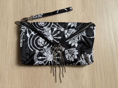 Erickson Beamon Satin and Rhinestoned Wristlet Pouch