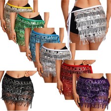 Women Dancewea Fasching Hip Wrap Shiny Skirt Latin R Belly Costume Dance Mesh
