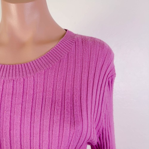 Stitchdrop Crew Neck Rib Knit Long Sleeve Bodycon Midi Sweater Dress Pink L NWT - Picture 4 of 11