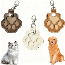 3 Pcs Pet Paw Shaped Leather Keychain, Pet Hair Memorial Keyring,Fur Collecti...