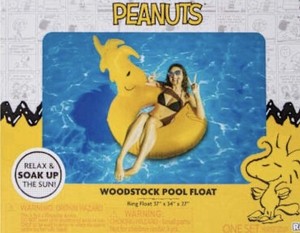Peanuts Woodstock Pool Float Inflatable Ring, 3' x 34" x 27" w/ Repair Patch
