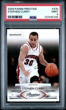 2009 STEPHEN CURRY WARRIORS PSA 9 PANINI PRESTIGE ROOKIE CARD #230. rookie card picture
