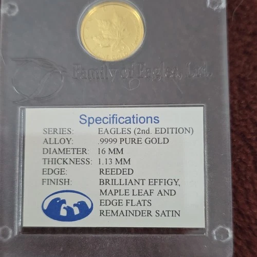 Family of Eagles Maple Leaf .9999 Gold Satin Strike Coin