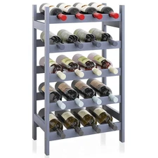 Bamboo Wine Rack, 20 Bottles Display Holder, 5-Tier Free Standing Storage She...