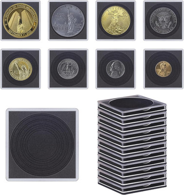 20 Pcs Clear Coin Collection Holders with Sponges 43Mm Coin Capsules Morgan Silv