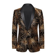 Men Performance Tuxedo Sequin Suit Jacket Blazer Singer Nightclub Dress Coat