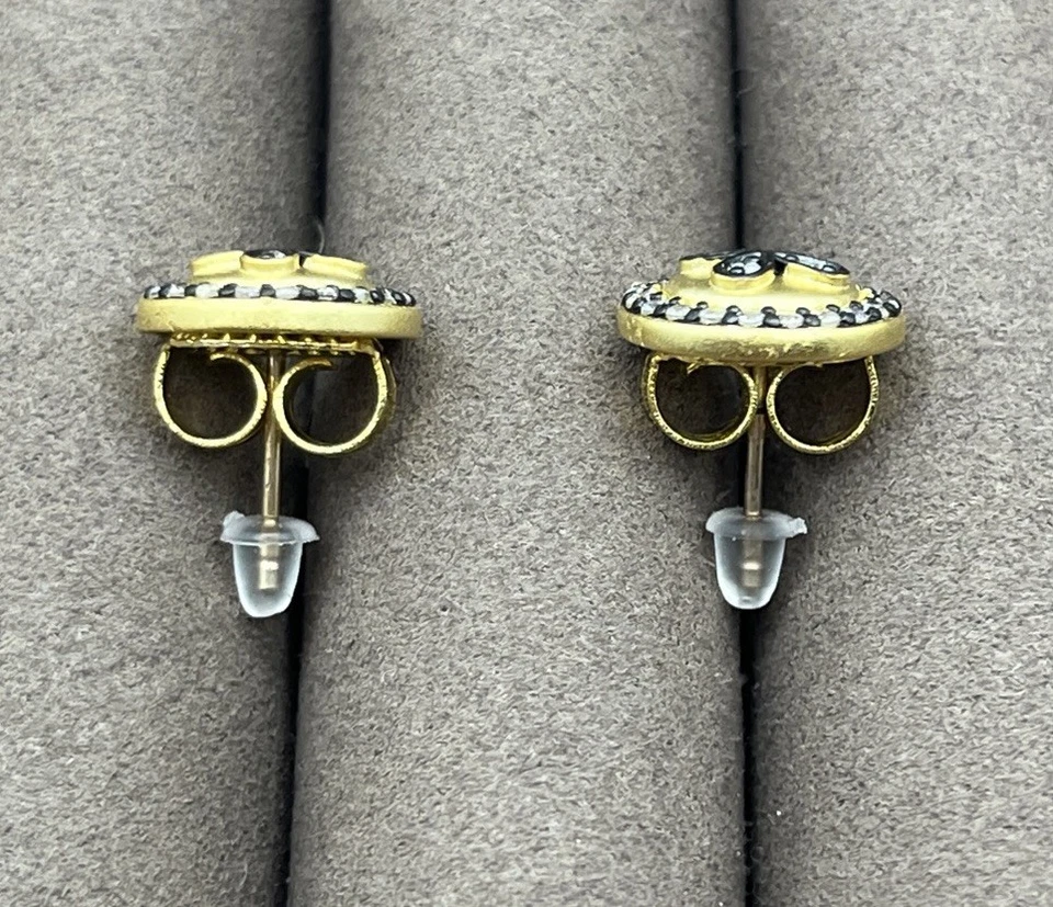 Aretes de trébol Freida Rothman de oro de 14 k y rodio sobre plata de ley NUEVO Foto 2 de 4