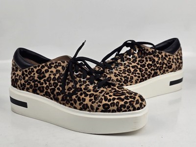 Linea Paolo Women's Leopard Calf Hair Platform Sneakers US Size 9M