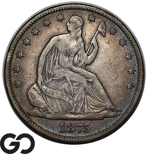 1875 Seated Liberty Half Dollar, Choice VF