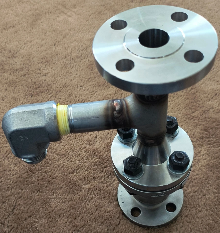 DFT DLC 9402 1" 150# SS Flanged Check Valve w/ Inconel Spring & Welded Tee Adapt - Image 4 of 4