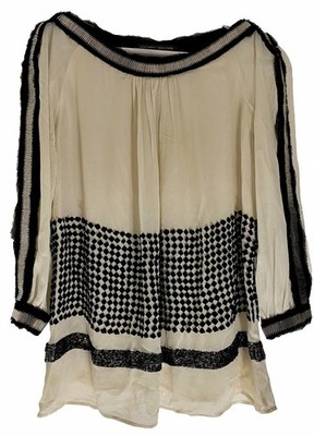 Rohit Gandhi +Rahul Khanna Ladies Black/Ivory Embroidered Blouse Top UK M