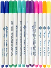 12Pcs Disappearing Ink Fabric Pens, 7 Colors - Dark Blue, Green, Blue, Purple, P