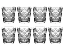 QG 13 oz. Diamond Cut Pattern Clear Smoke Grey Acrylic Plastic Tumbler Set of 8