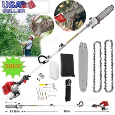 58CC 2 Stroke Gas Powered Pole Saw Chainsaws Tree Trimmer Long Reach Extendable