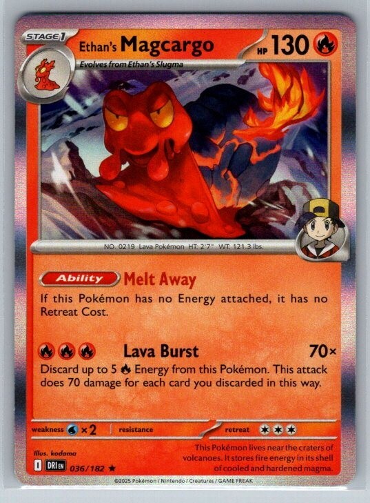Ethan's Magcargo 36/182 Holo NM Destined Rivals Pokemon TCG