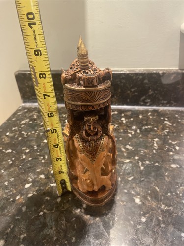 Hand carved India ceremonial elephant 9 1/2" tall - Picture 7 of 7