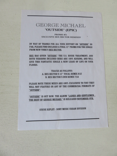 GEORGE MICHAEL Outside HEX HECTOR MIXES EPIC 1998 UK PROMO VINYL 12" XPR3291 - Imagen 2 de 15