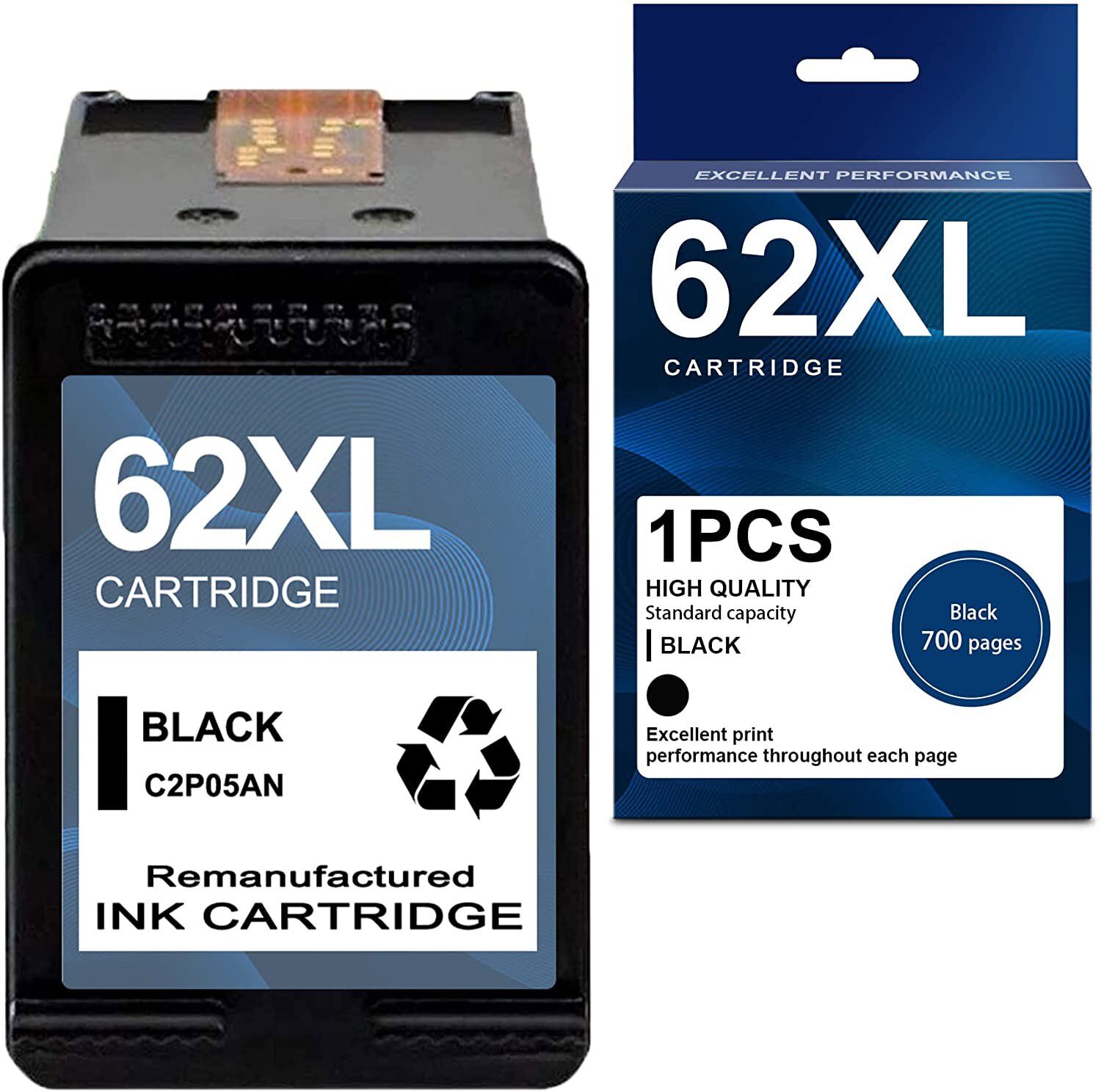 1 Pack 62XL Printer Ink Cartridge for HP Envy 5540 5646 5660 7640 7645