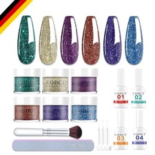 Dip Powder Nail Starter Kit, 6 Glitter Colors, No UV Light Needed
