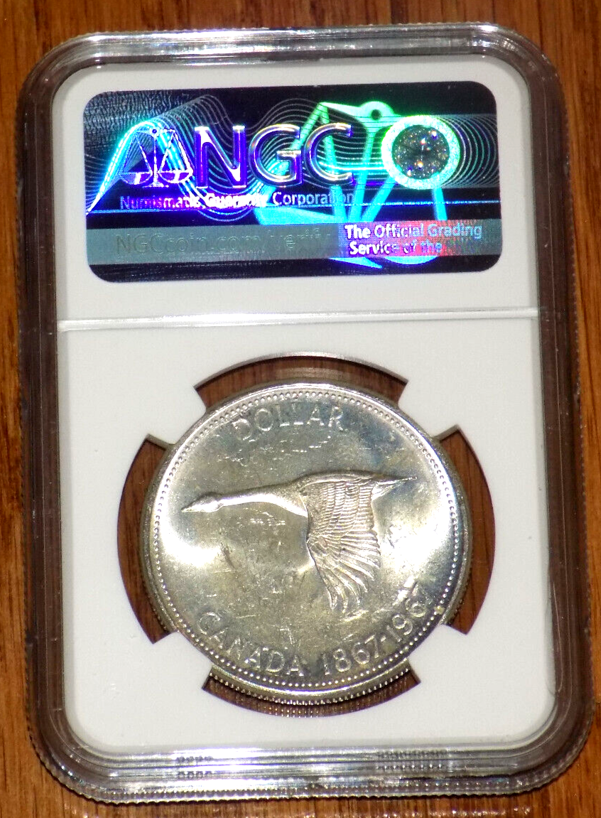 1967 $1 Canada Silver Goose Dollar NGC MS 62 Canadian UNC