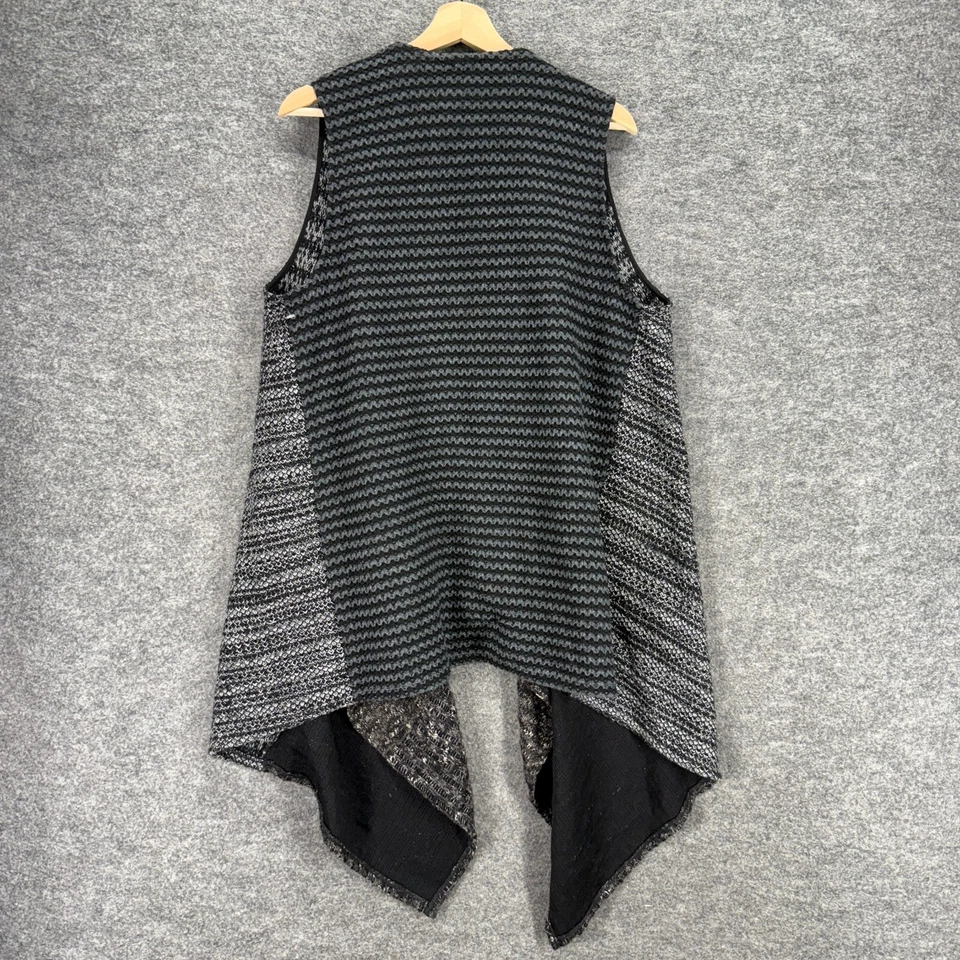 Cardigã feminino Sanctuary L grande cinza listrado aberto frontal sem mangas malha de lã - Imagem 2 de 4
