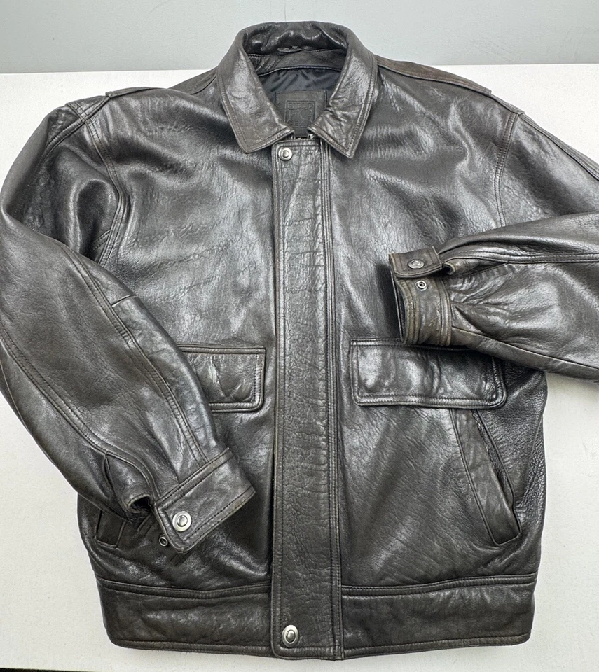 Chaqueta Bomber De Colección Field FG Gear Cuero Marrón Pesada Para Hombre Talla Mediana Foto 2 de 4