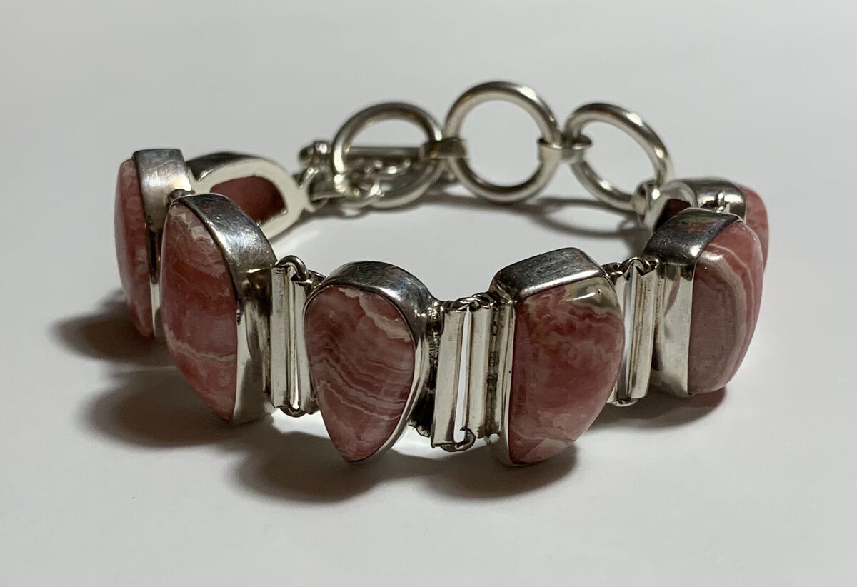 Vintage SJ 925 Sterling Silver, Gemstones Bracelet 8 inch Vintage SJ 925 Sterling Silver, Gemstones Bracelet 8 inch