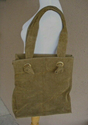 Vintage Suede Tote BOTTICELLI Italy Olive Green Designer Shopper Shoulder Bag