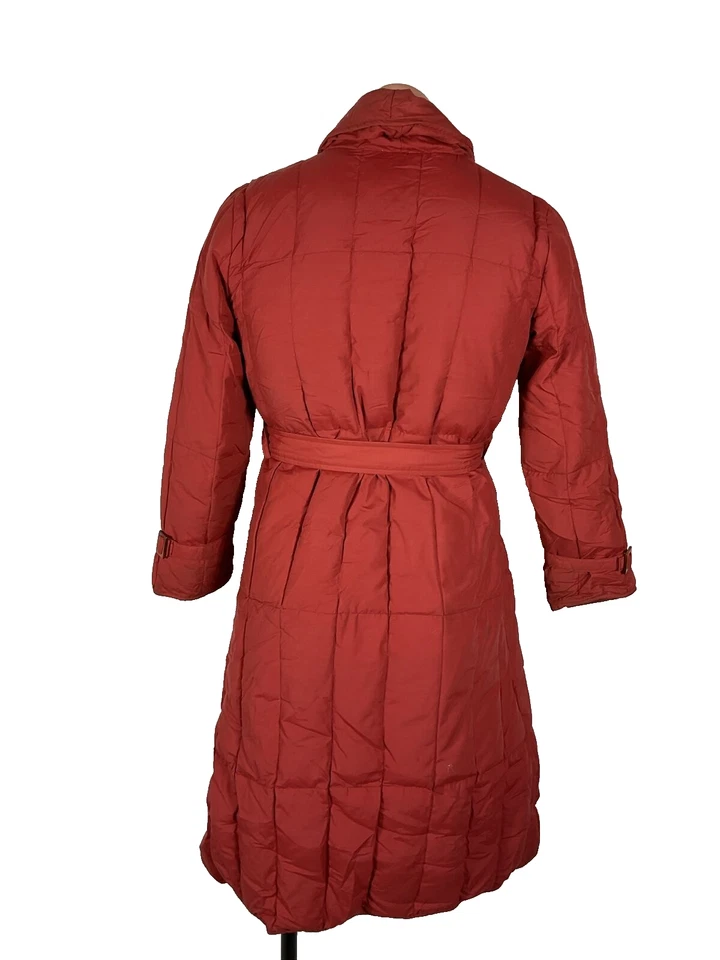 Vintage Eddie Bauer Womens sz M Goose Down Rust Long Belted Winter Coat Full - Image 2 of 4