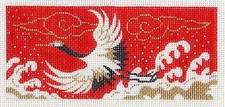 Oriental Flying Wedding Crane HP Needlepoint Canvas BB size Insert by LEE