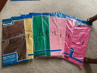 Plastic Table Cover 54 x 108 Inch Rectangle/ Lot Of 8/ Multiple Colors/new