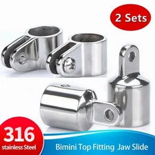 2 Pack Boat Bimini Top Jaw Slide Fittings &External Eye End 316 Marine Grade S.S