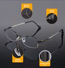 Progressive Multifocal Reading Glasses for Men Blue Light Blocking Titanium Arm 