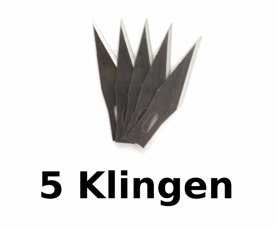 5 Klingen für Skalpell, Bastelmesser, Cutter Modellbau Präzision schneiden