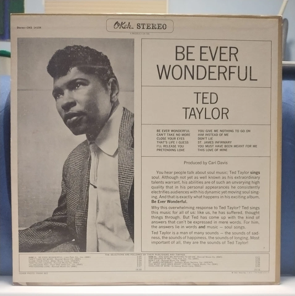 TED TAYLOR Be Ever Wonderful EXC 1ST PRESS 1963 OKEH STEREO LP Scarce SOUL/BLUES - Image 3 of 4