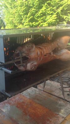 Großer 150 cm Spanferkel-Grill, Lamm-Grill,Hänchen-Grill, komplett aus Edelstahl