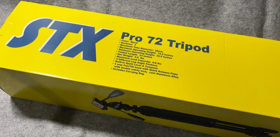 nib STX PRO 72 TRIPOD STX-PRO72 $159 3 Way Pan Head Video Photography Camera - Image 4 of 4