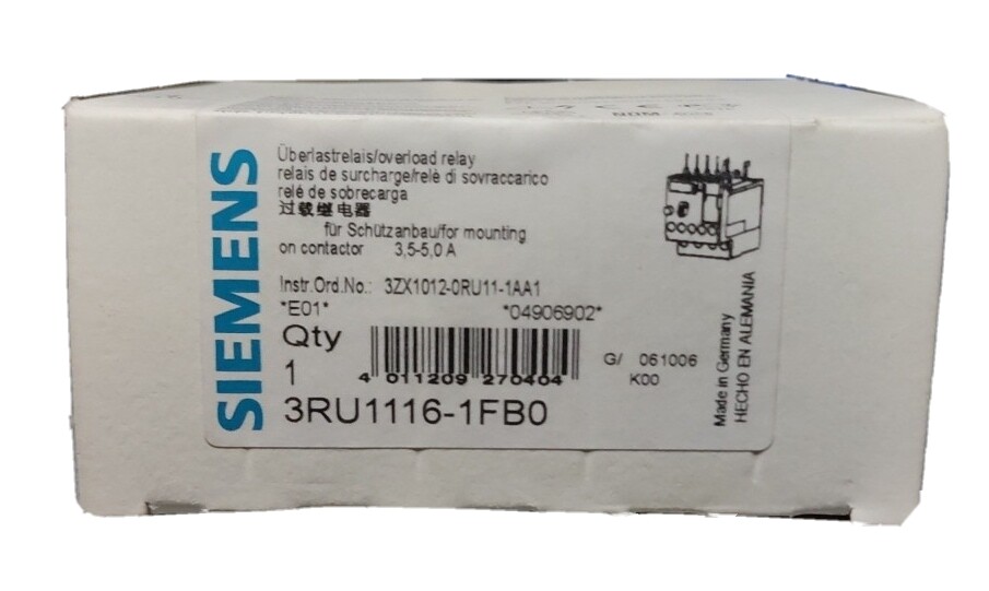 SIEMENS 3RU11161FB0 RELE' TERMICO X S00 3,5-5A