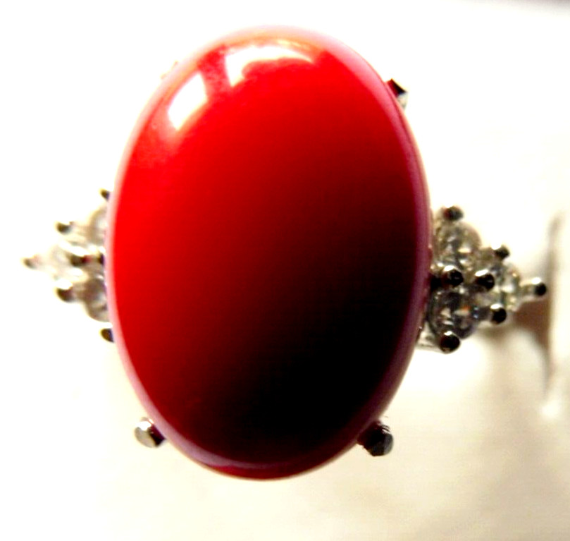Bague corail naturel réglable pour doigts fins à forts en argent